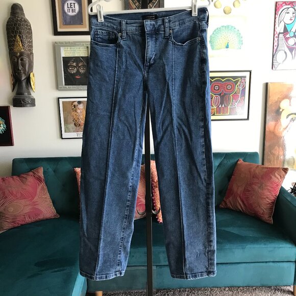 Banana Republic Denim - BANANA REPUBLIC size 27 / 4 Blue Stretch Denim Mid Rise Tailored Straight Jeans